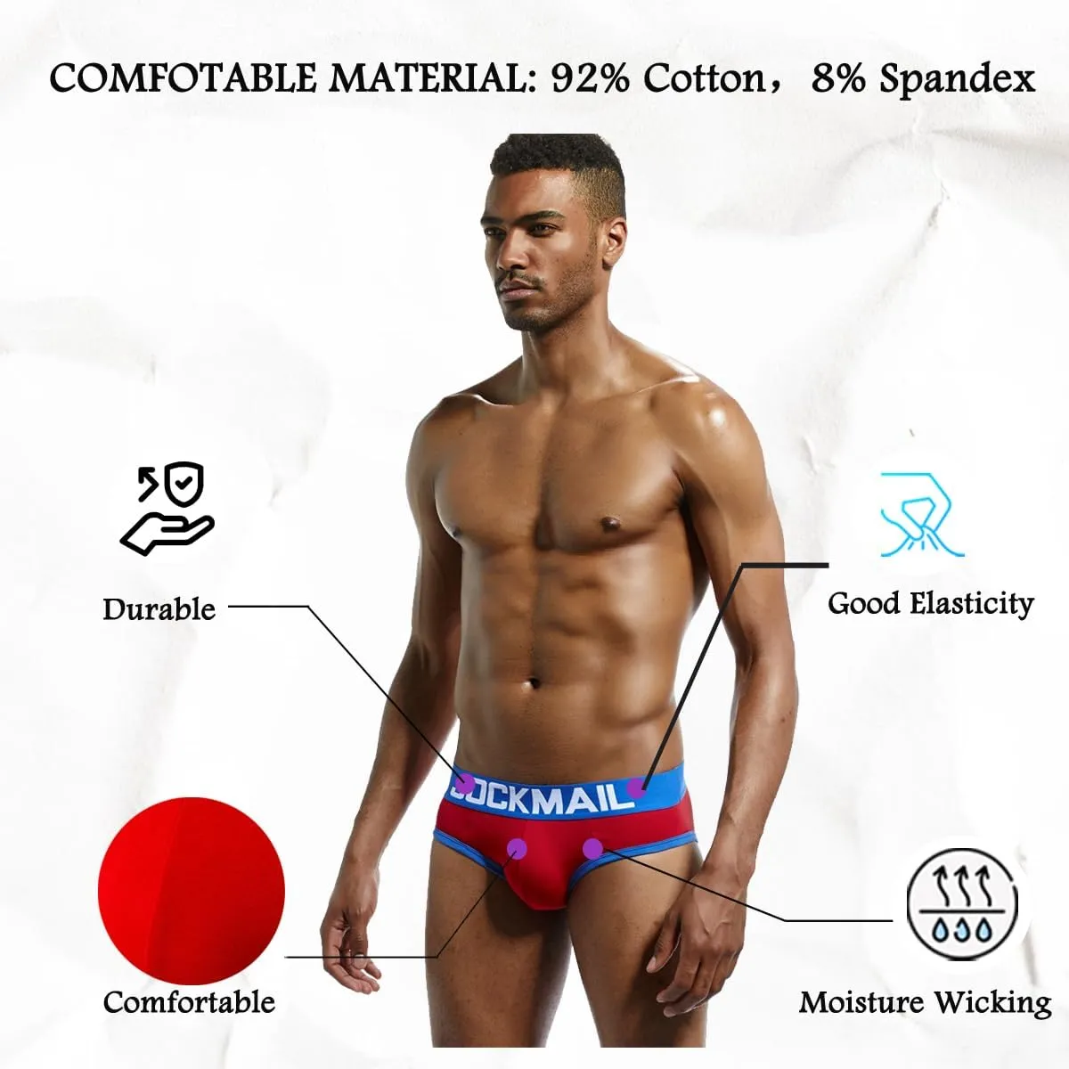 JOCKMAIL Mens Jockstrap Cotton Briefs Breathable Athletic Underwear for Athletic Supporter