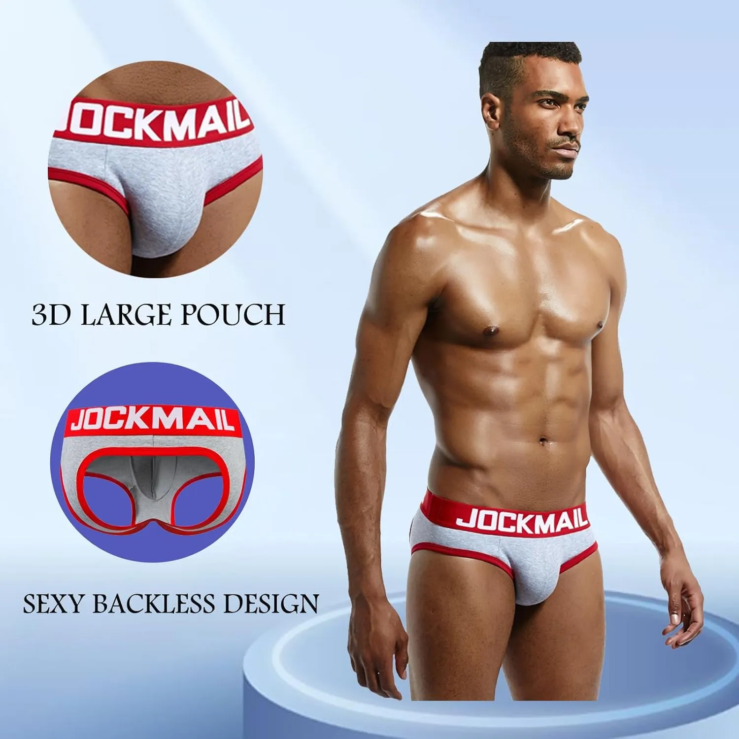 JOCKMAIL Mens Jockstrap Cotton Briefs Breathable Athletic Underwear for Athletic Supporter