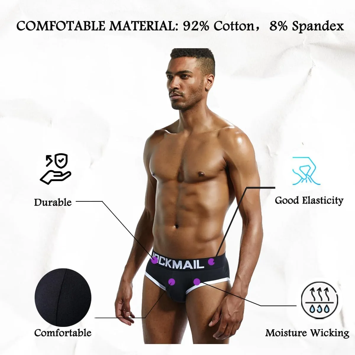 JOCKMAIL Mens Jockstrap Cotton Briefs Breathable Athletic Underwear for Athletic Supporter