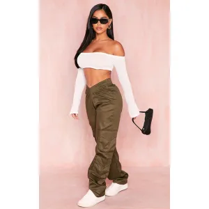Khaki V-Hem Cargo Trousers