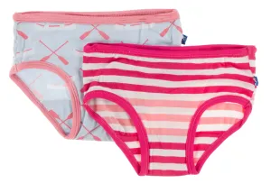 KicKee Pants Dew Paddles and Canoe & Forest Fruit Stripe Girls Underwear Set