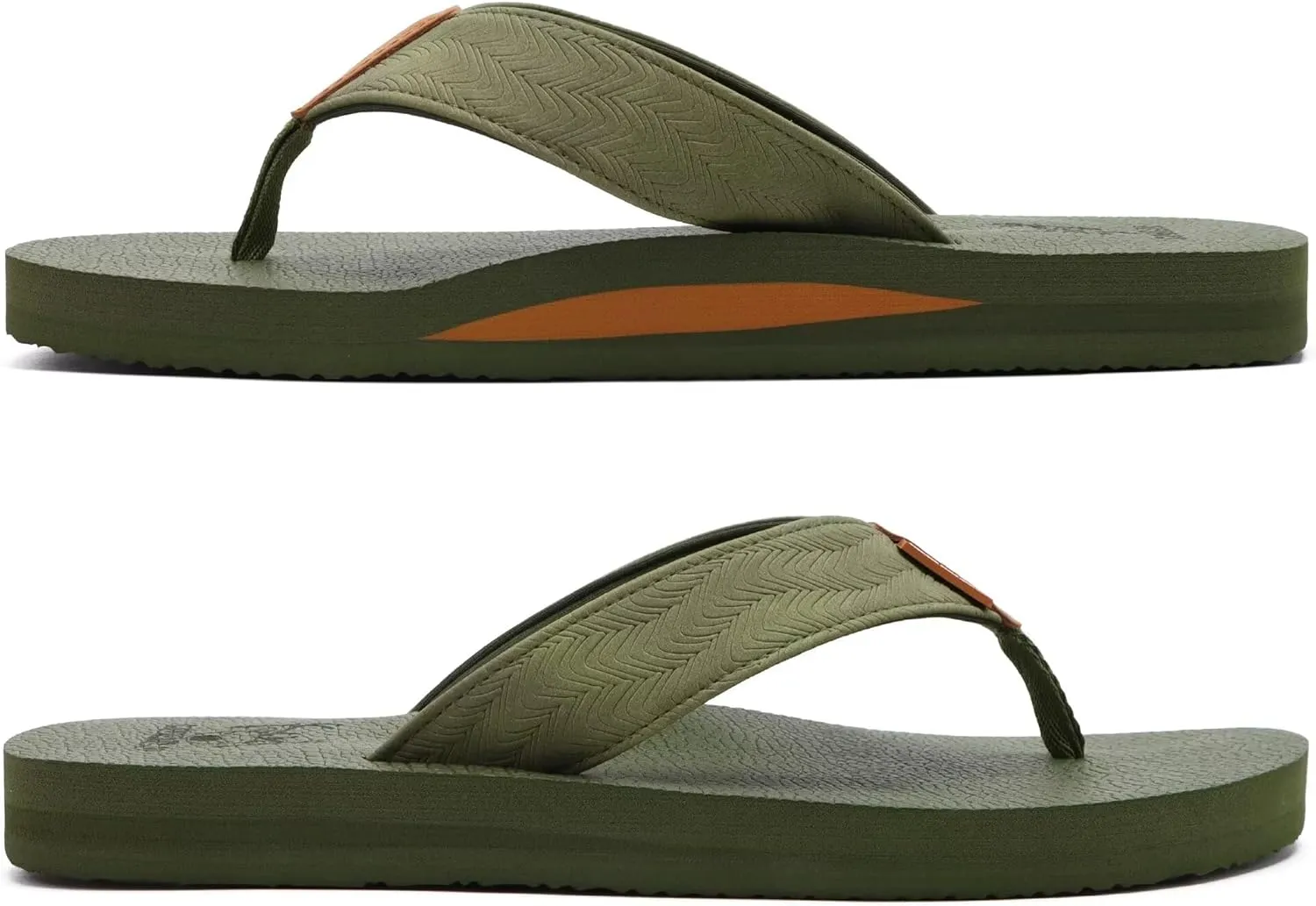 KuaiLu Men's Yoga Mat Leather Flip Flops with Arch Support Comfortable Cushion Walking Thong Sandals Slip On Indoor Outdoor