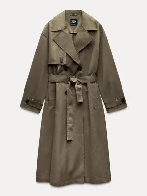 Long trench coat with belt