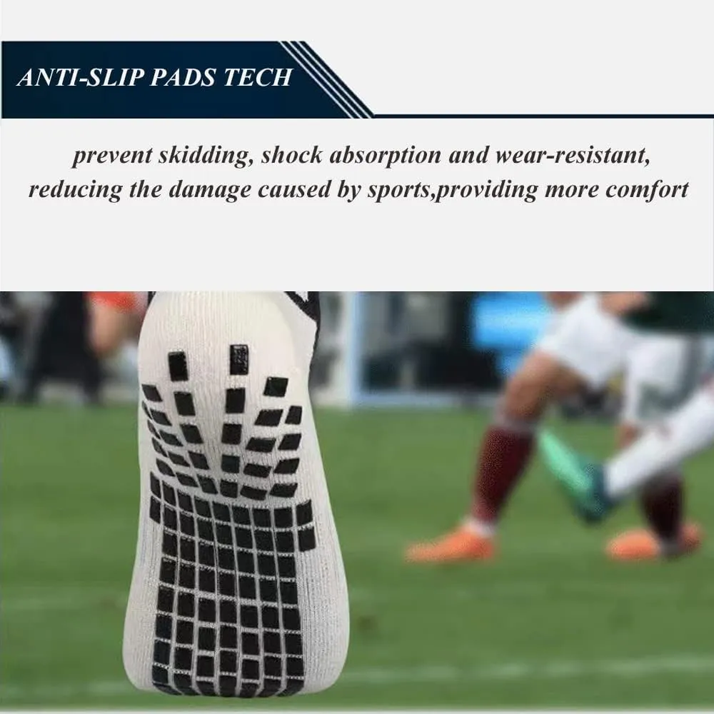 Men's Grip Soccer Socks Anti Slip Athletic Socks Non Slip Football Basketball Socks with Grip Pads2/4/6
