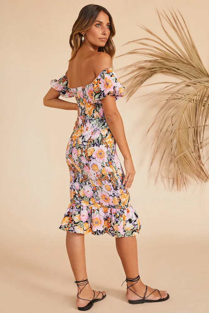 Midnight Bouquet Midi Dress
