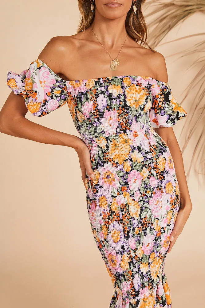 Midnight Bouquet Midi Dress