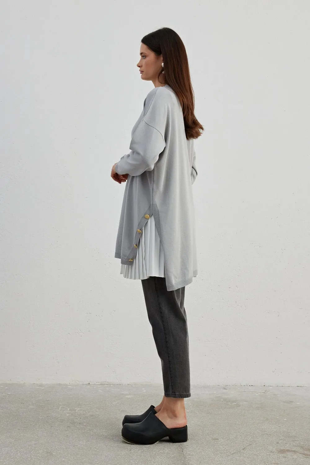 MRW Blazzer Button Tunic Gray