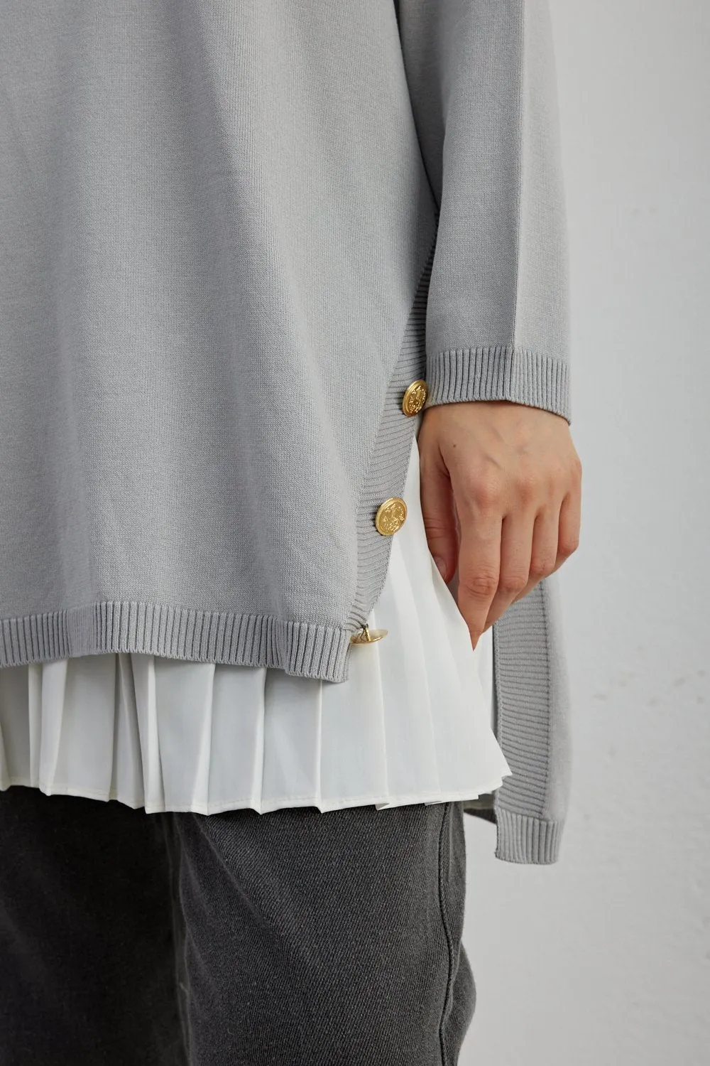 MRW Blazzer Button Tunic Gray