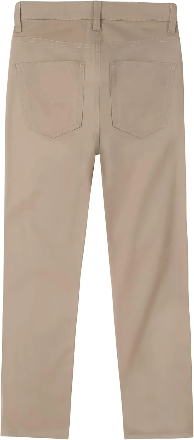 Nautica Boys' Flat Front Stretch Twill Chino Khaki Pant