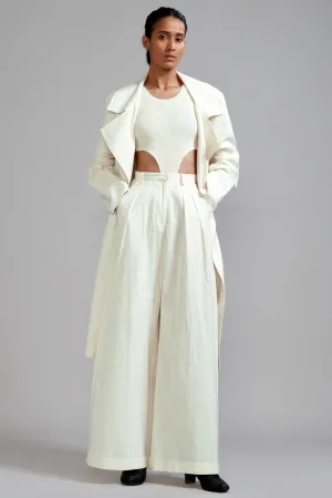 Off-White Cotton Trench Jacket Set