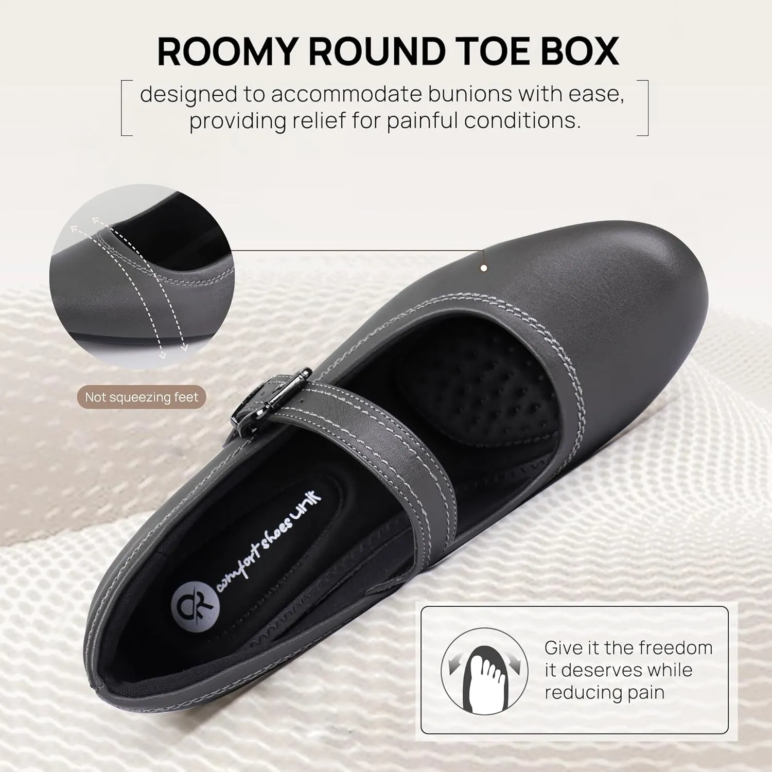 Ortho rest Women Mary Janes Shoes for Bunions Orthopedic Dress Shoes Low Chunky Heels Work Pumps