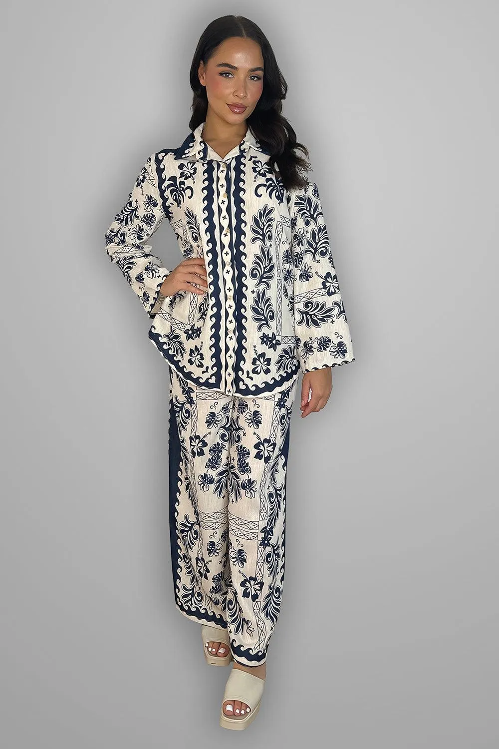 Paisley Print Shirt & Trousers Set