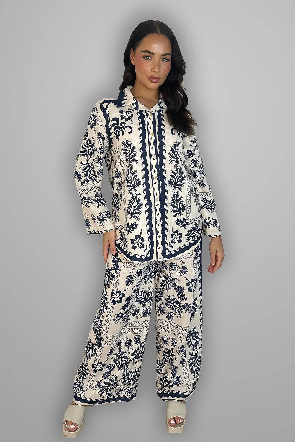 Paisley Print Shirt & Trousers Set