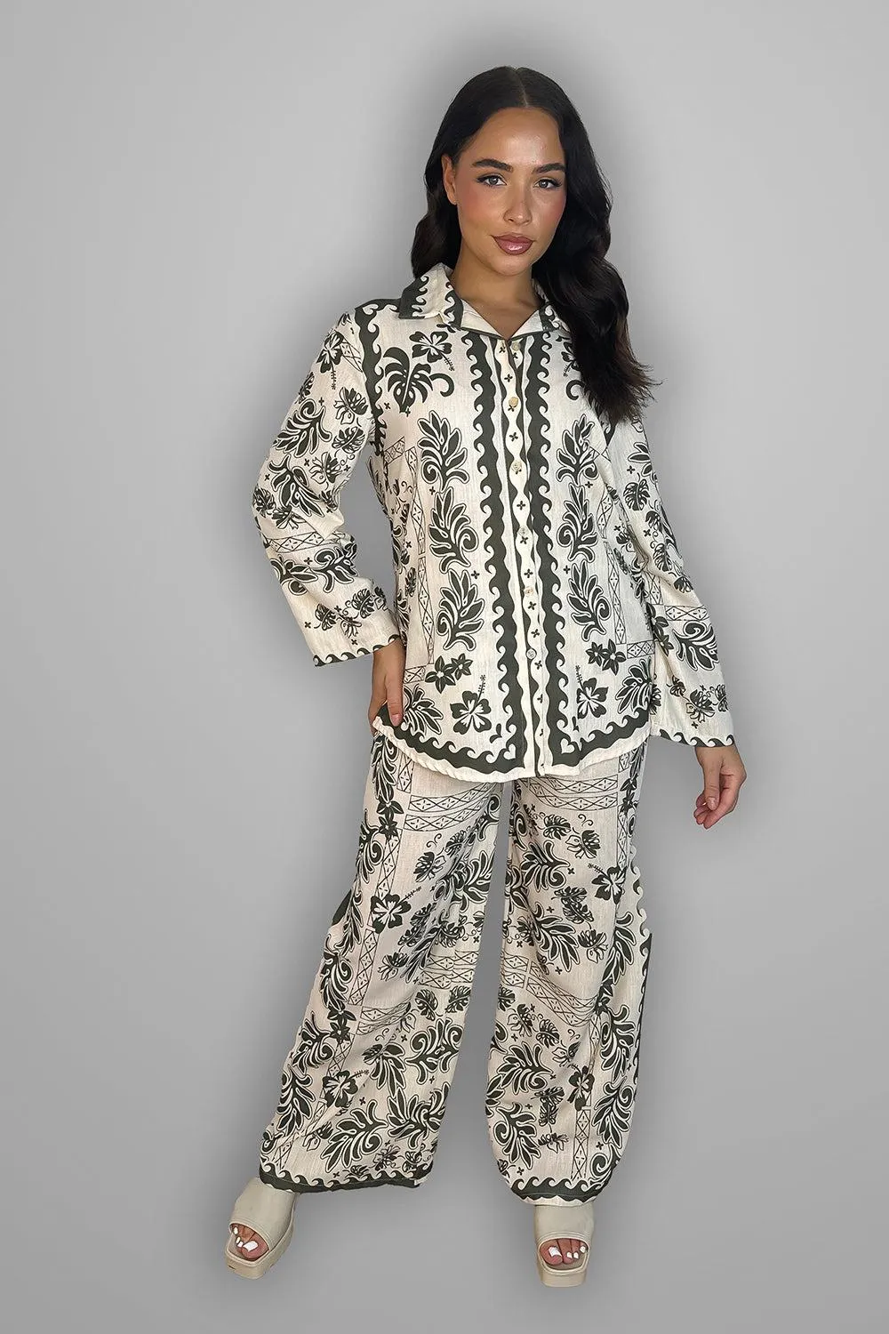 Paisley Print Shirt & Trousers Set