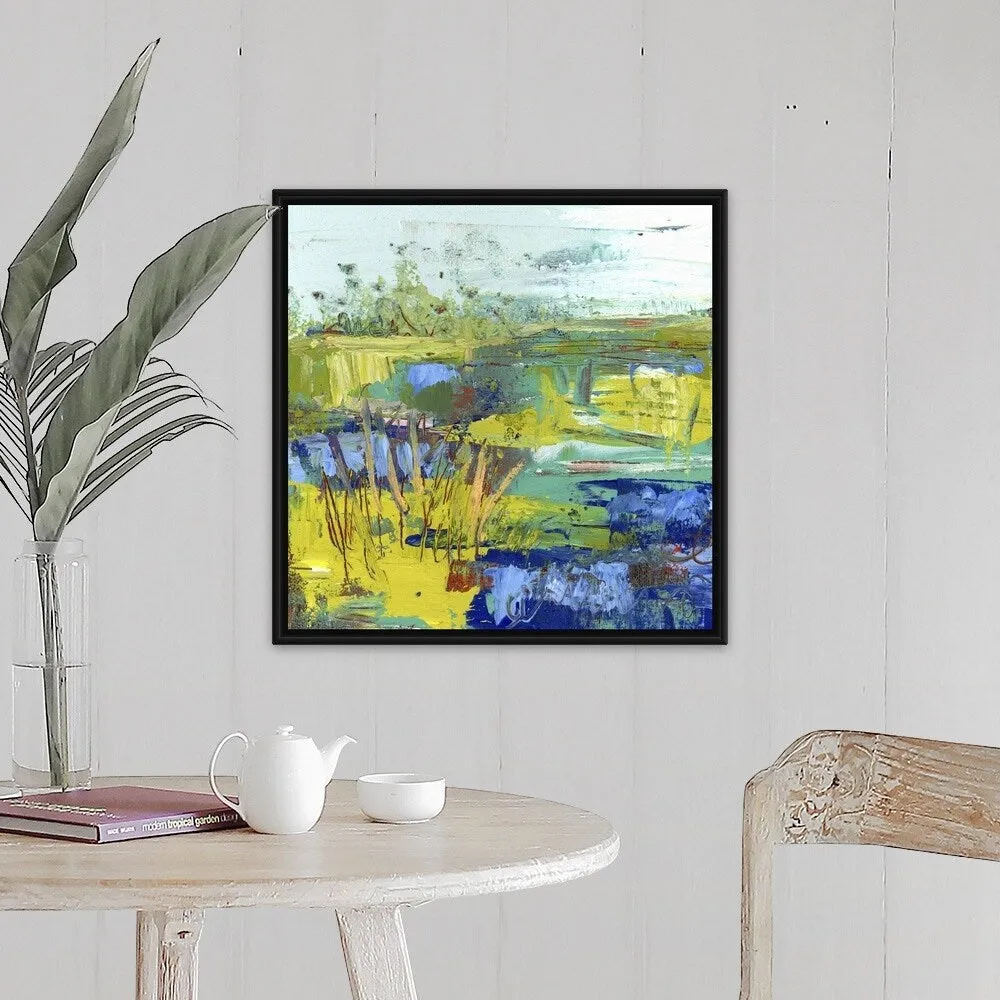 "Abstract Summer Marsh II" Black Float Frame Canvas Art