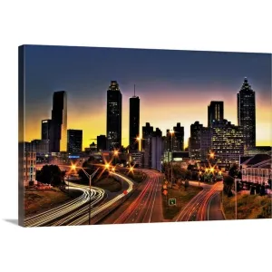 "Atlanta's Colorful Skyline, Georgia" Canvas Wall Art