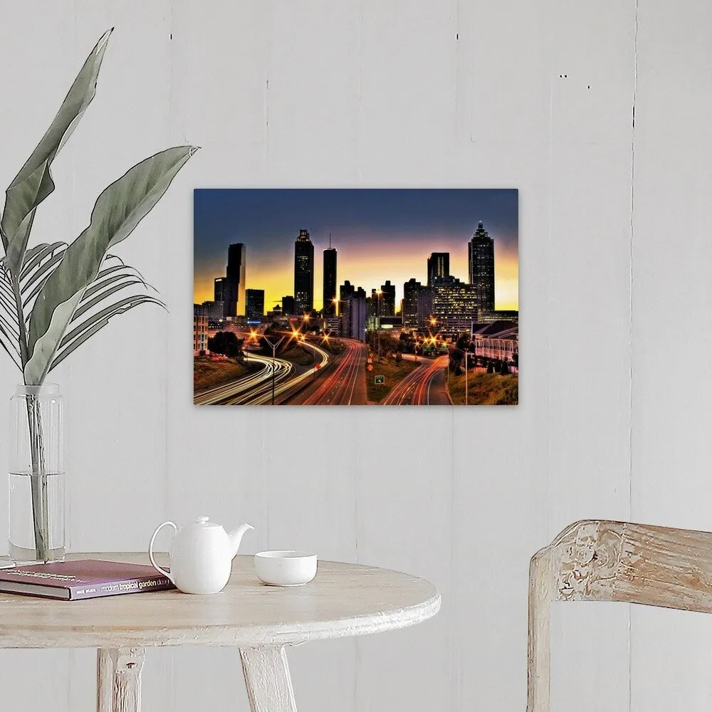 "Atlanta's Colorful Skyline, Georgia" Canvas Wall Art