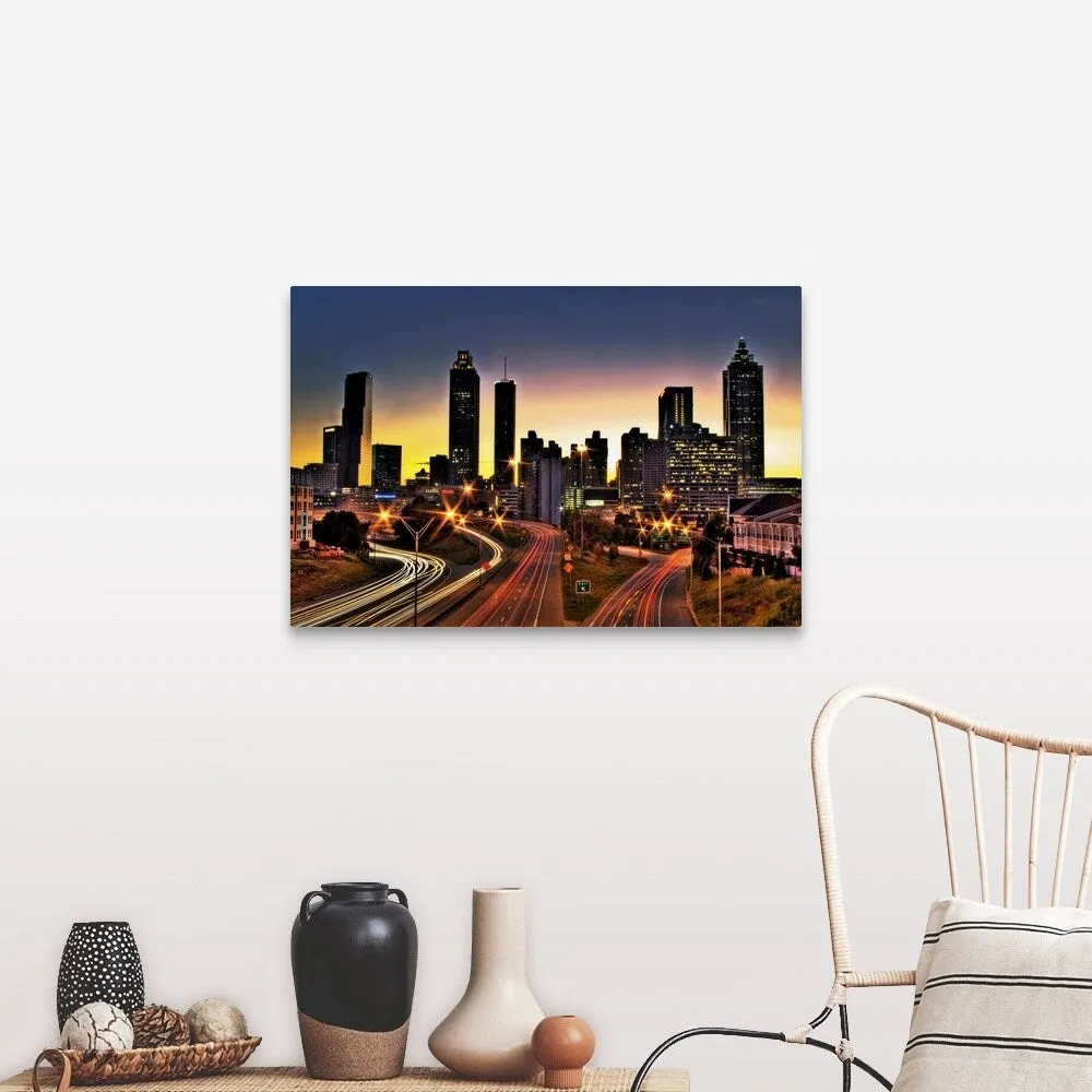 "Atlanta's Colorful Skyline, Georgia" Canvas Wall Art