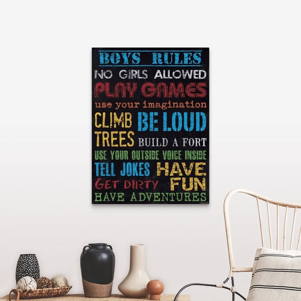 "Boy's Rules" Canvas Wall Art