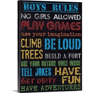 "Boy's Rules" Canvas Wall Art