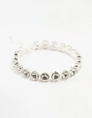 Rhodium Diamante Choker Necklace