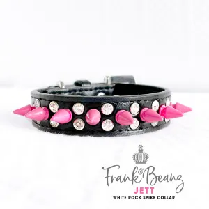 Rockie Punk'd Out Spiked Diamon Dog Collar Black Vegan Leather