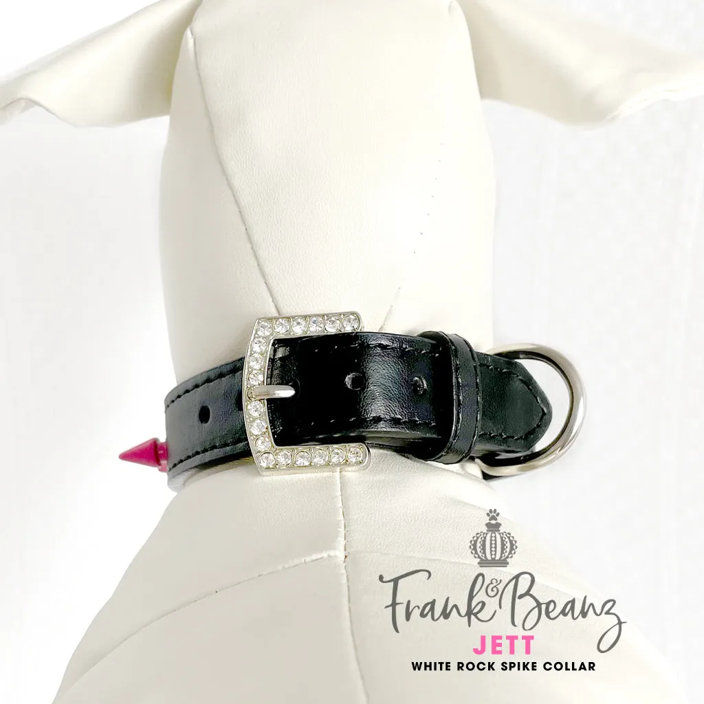Rockie Punk'd Out Spiked Diamon Dog Collar Black Vegan Leather