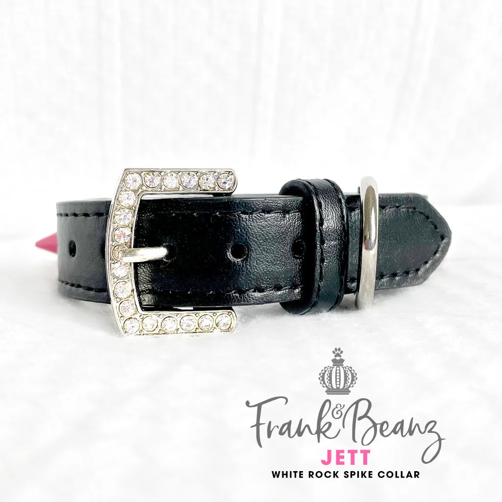 Rockie Punk'd Out Spiked Diamon Dog Collar Black Vegan Leather