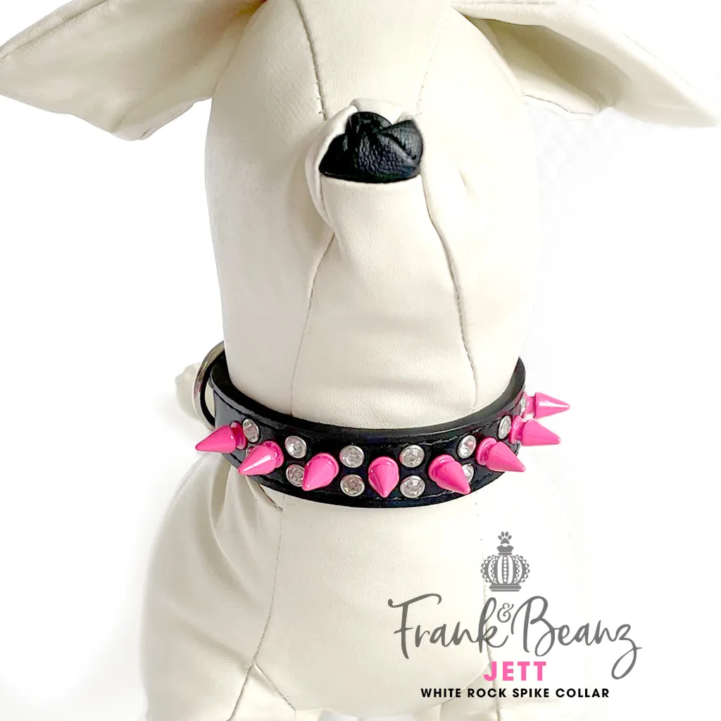 Rockie Punk'd Out Spiked Diamon Dog Collar Black Vegan Leather