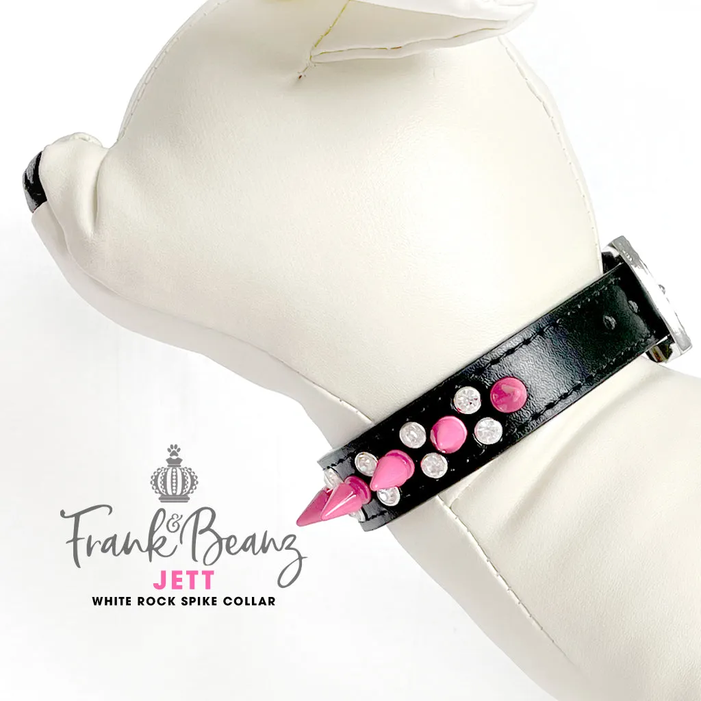 Rockie Punk'd Out Spiked Diamon Dog Collar Black Vegan Leather