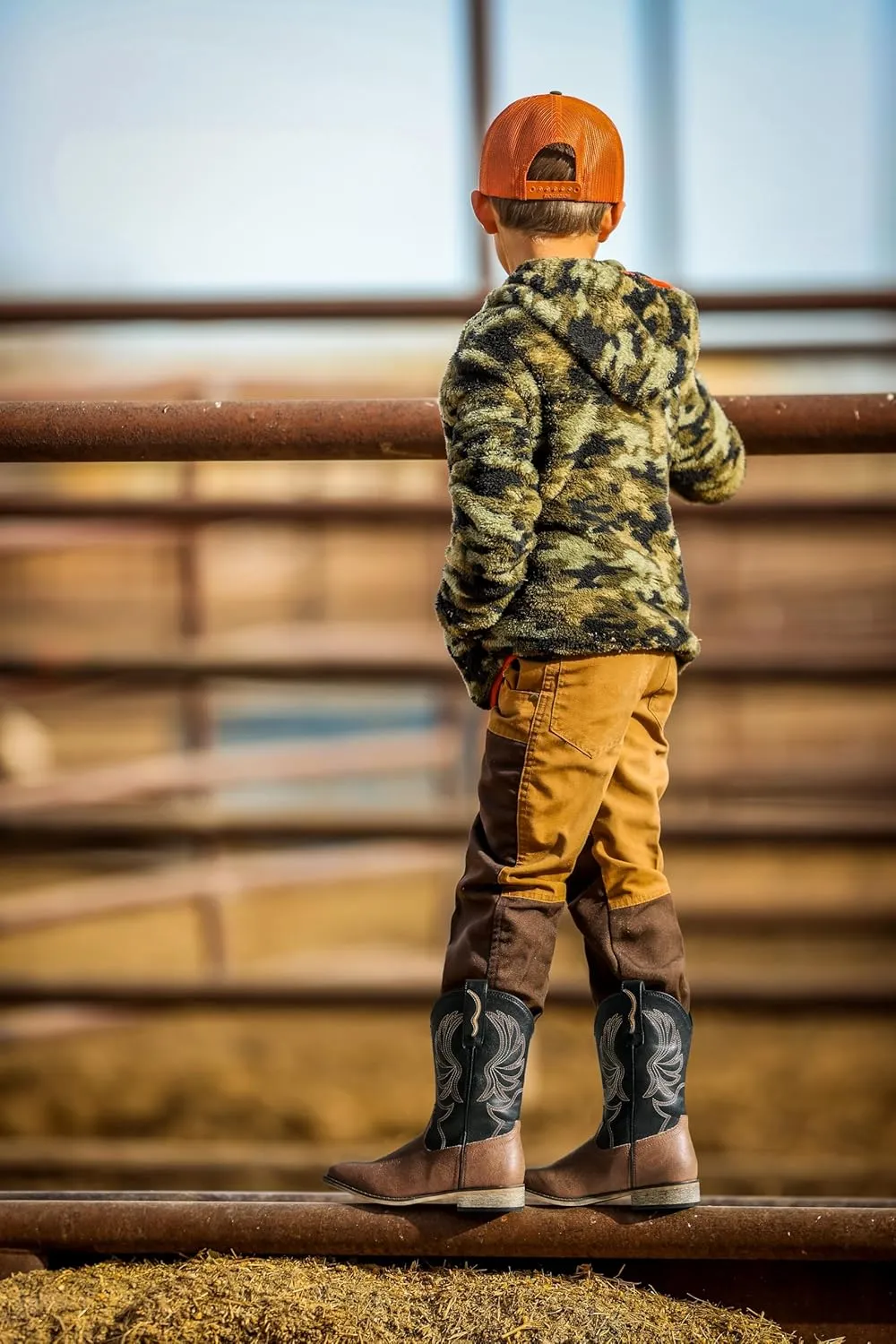 Rollda Kids Cowboy Boots for Boys Girls Western Square Toe Cowgirl Boots with Walking Heel (Toddler/Little Kid/Big Kid)