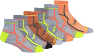 Saucony Men's RunDry Bolt Performance Quarter Socks, Available in L-XL (6, 12 Pairs)