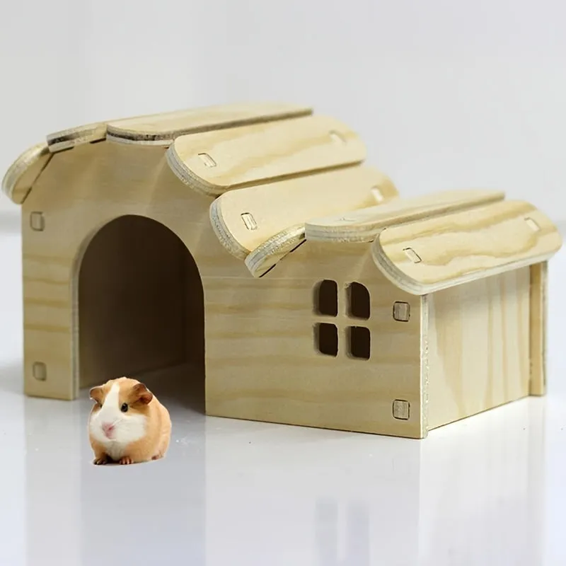 Small Hamster House BiteResistant Wooden Villa with Swing