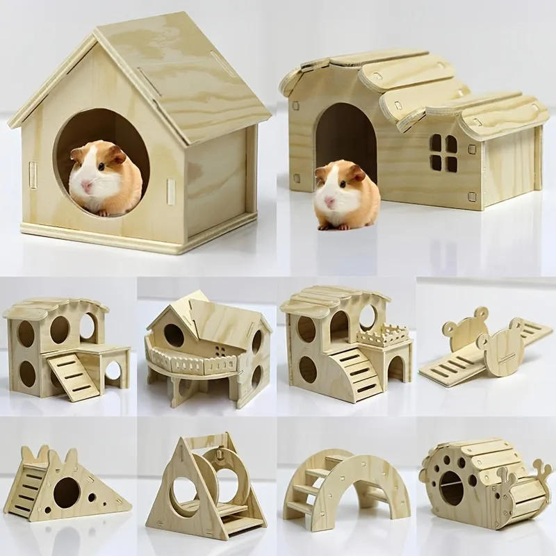 Small Hamster House BiteResistant Wooden Villa with Swing