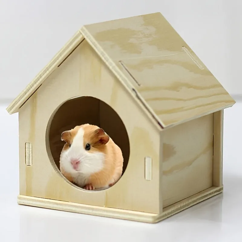 Small Hamster House BiteResistant Wooden Villa with Swing