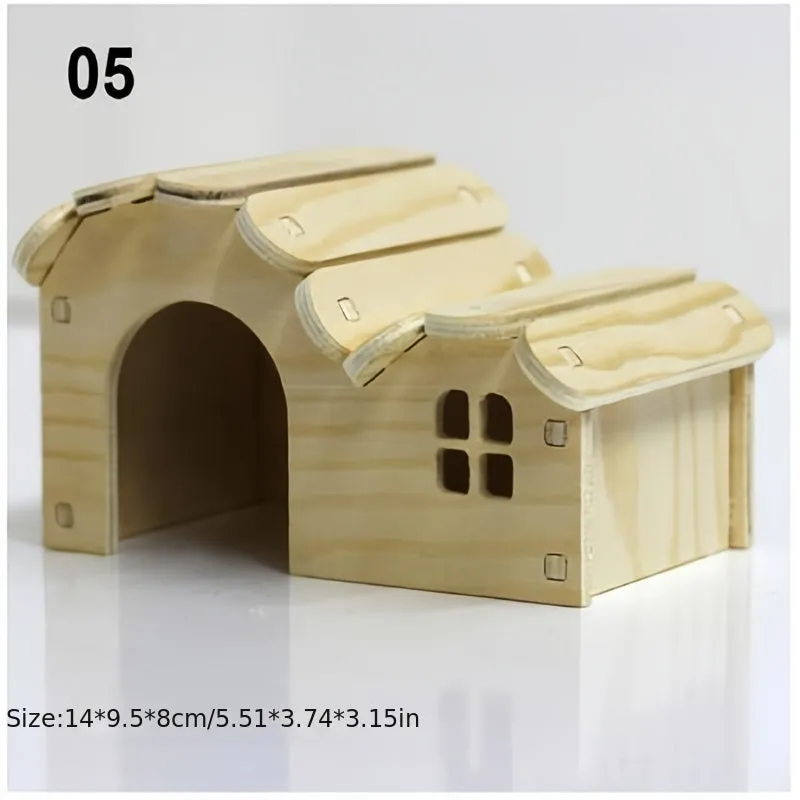 Small Hamster House BiteResistant Wooden Villa with Swing