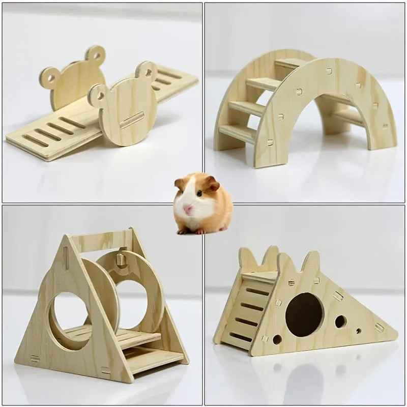 Small Hamster House BiteResistant Wooden Villa with Swing