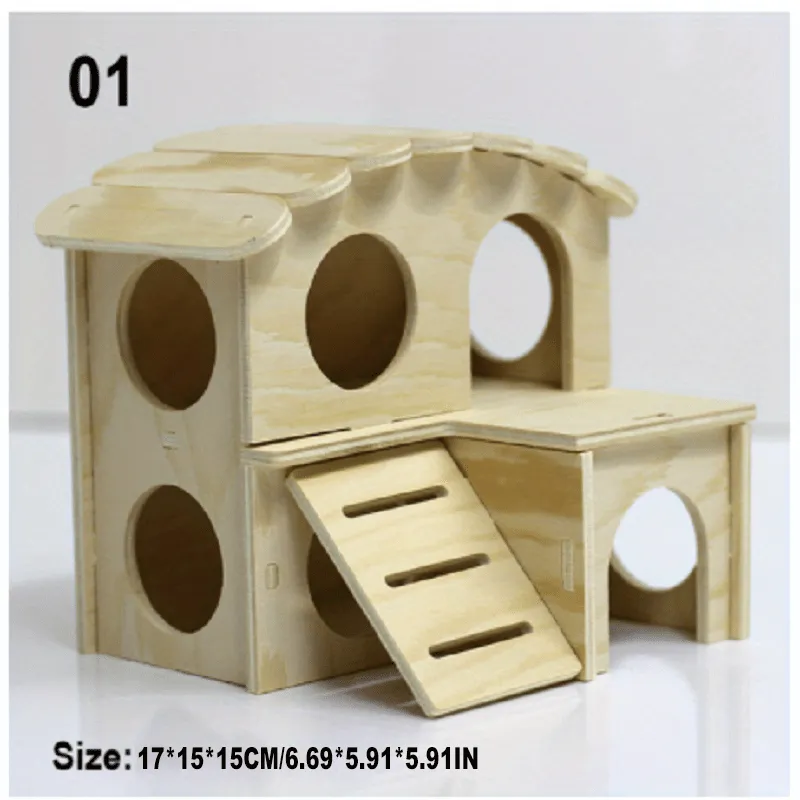 Small Hamster House BiteResistant Wooden Villa with Swing