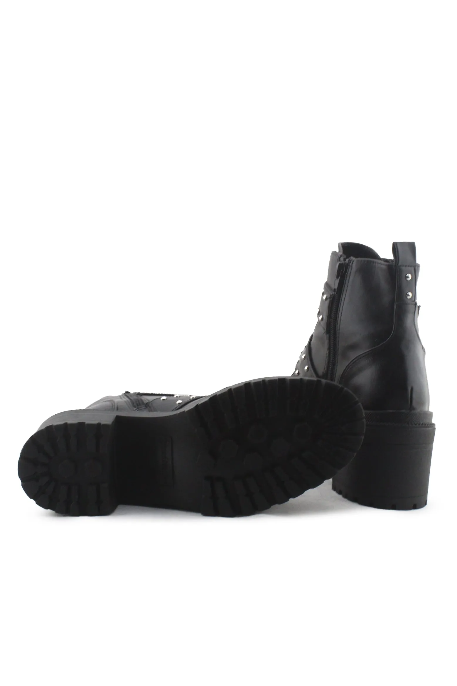 Stradivarius Zipper Buckle Straps Block Heels Ankle Boots | 100% Synthetic Leather