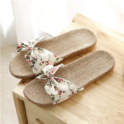 SUI-HYUNG   Flax Beach Summer Sandals with Floral Print - Variety Colors