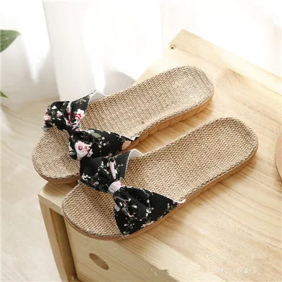 SUI-HYUNG   Flax Beach Summer Sandals with Floral Print - Variety Colors