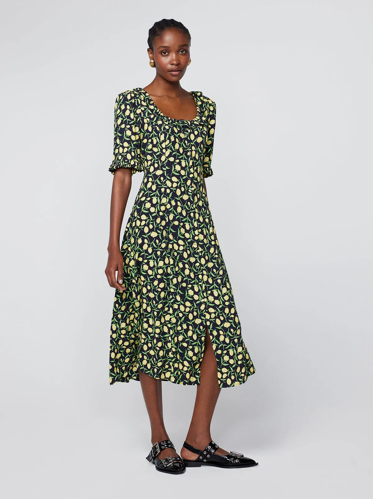 Violette Yellow Tulip Print Dress