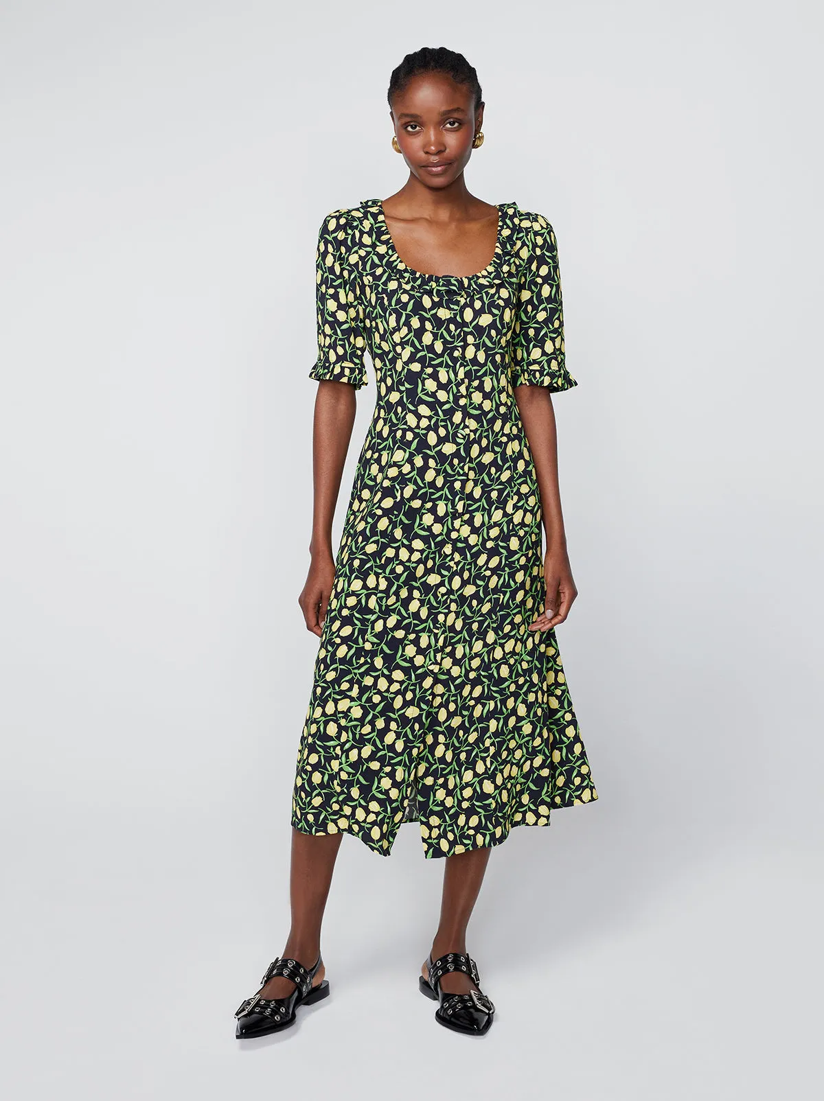 Violette Yellow Tulip Print Dress