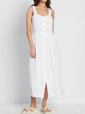 Woman Singlet Dress White Dress Non-sleeves Solid White Dress by Kaja Clothing -  Una Dress