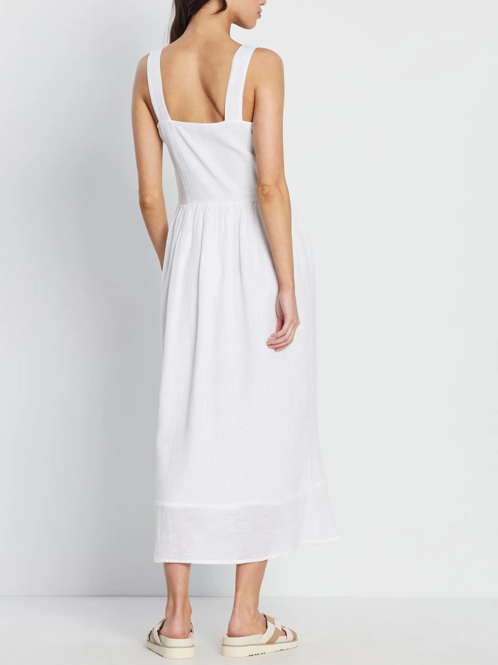 Woman Singlet Dress White Dress Non-sleeves Solid White Dress by Kaja Clothing -  Una Dress