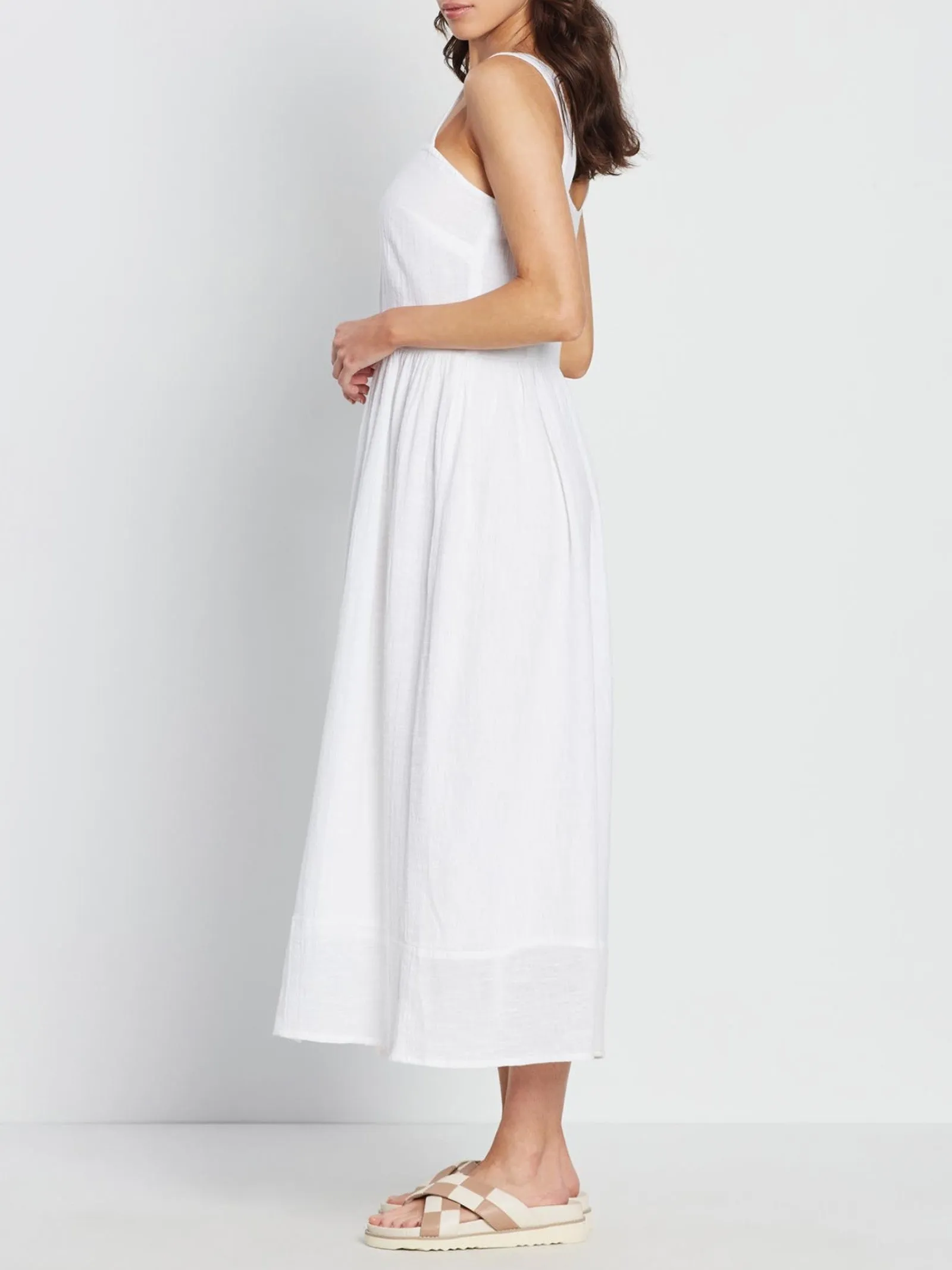 Woman Singlet Dress White Dress Non-sleeves Solid White Dress by Kaja Clothing -  Una Dress