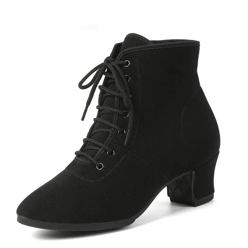 Women's Thick Square Heel Lace-Up Ankle Boots