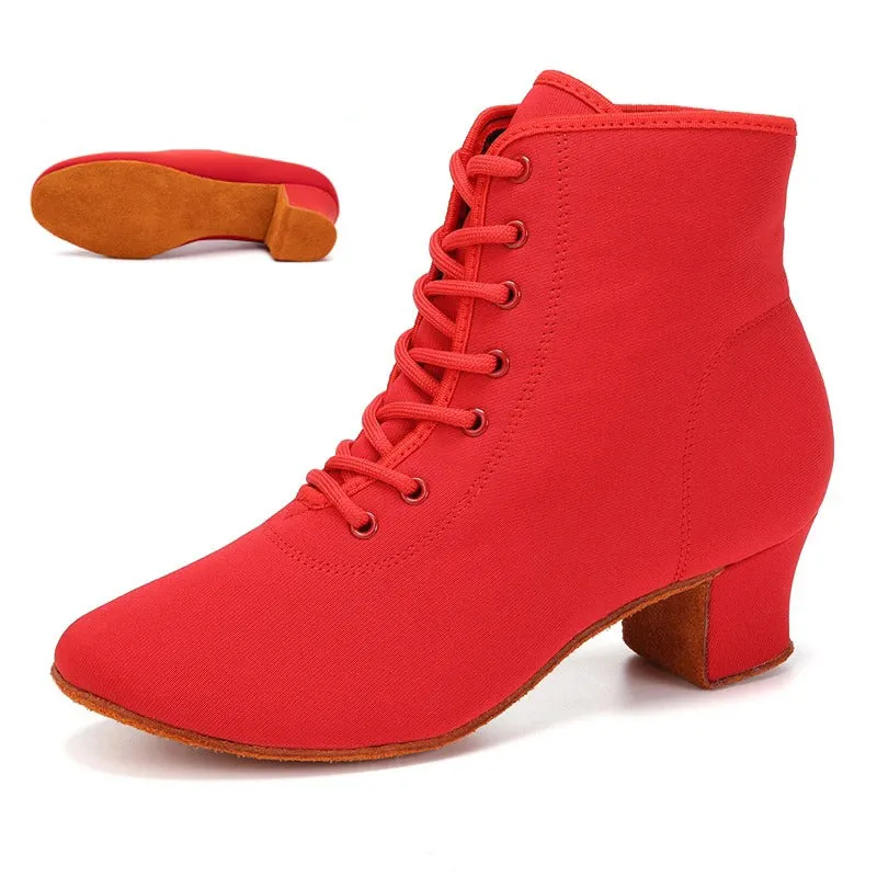 Women's Thick Square Heel Lace-Up Ankle Boots