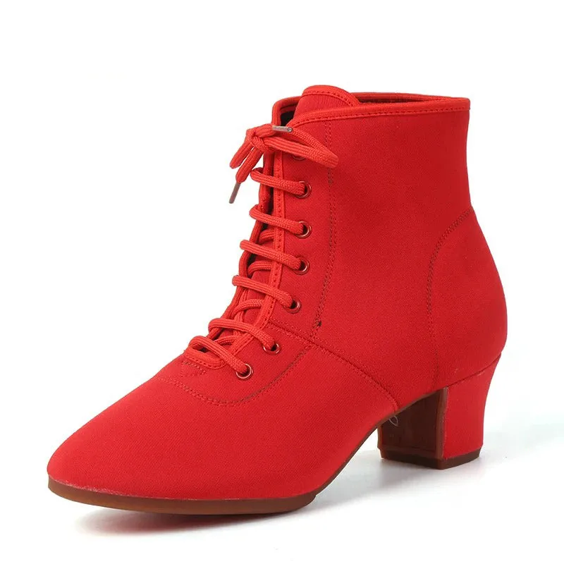 Women's Thick Square Heel Lace-Up Ankle Boots