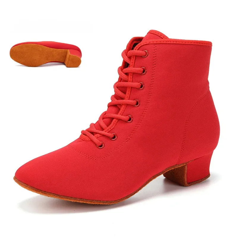 Women's Thick Square Heel Lace-Up Ankle Boots
